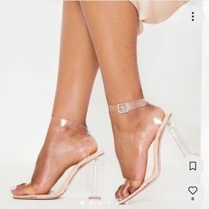 Prettylittlething clear block heels